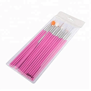 Custom Logo 15pcs Wooden Handle Artist Paint Acrylic Nail Art Polish Brush Set