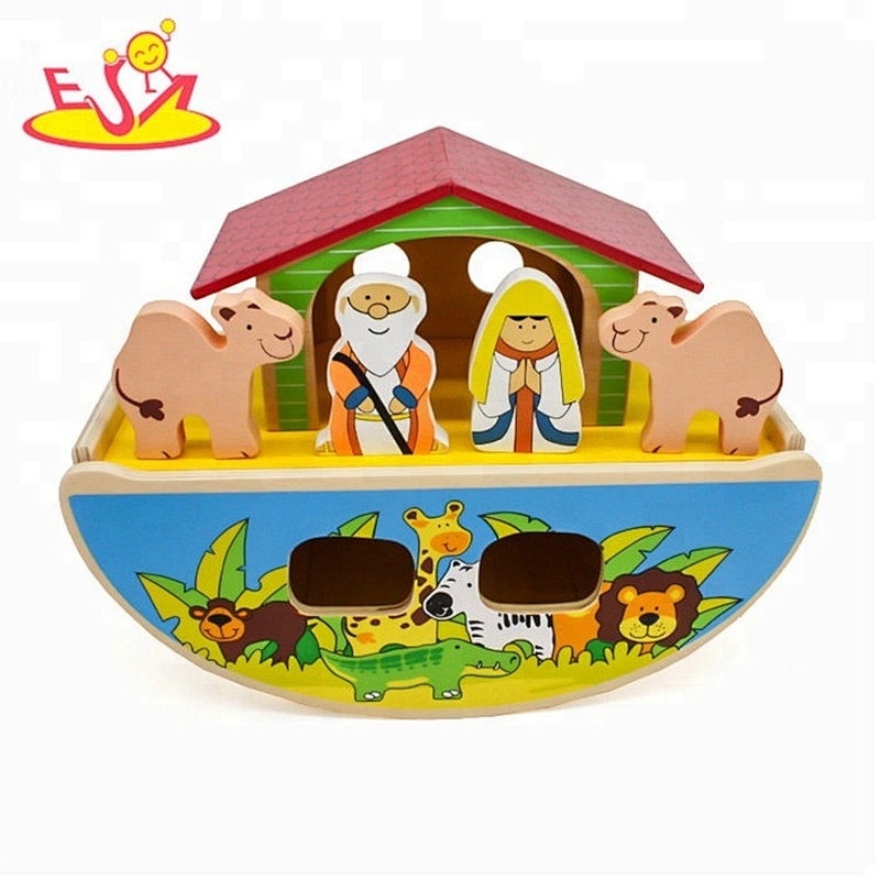New arrival educational wooden Noah's ark play set for kids W12D106