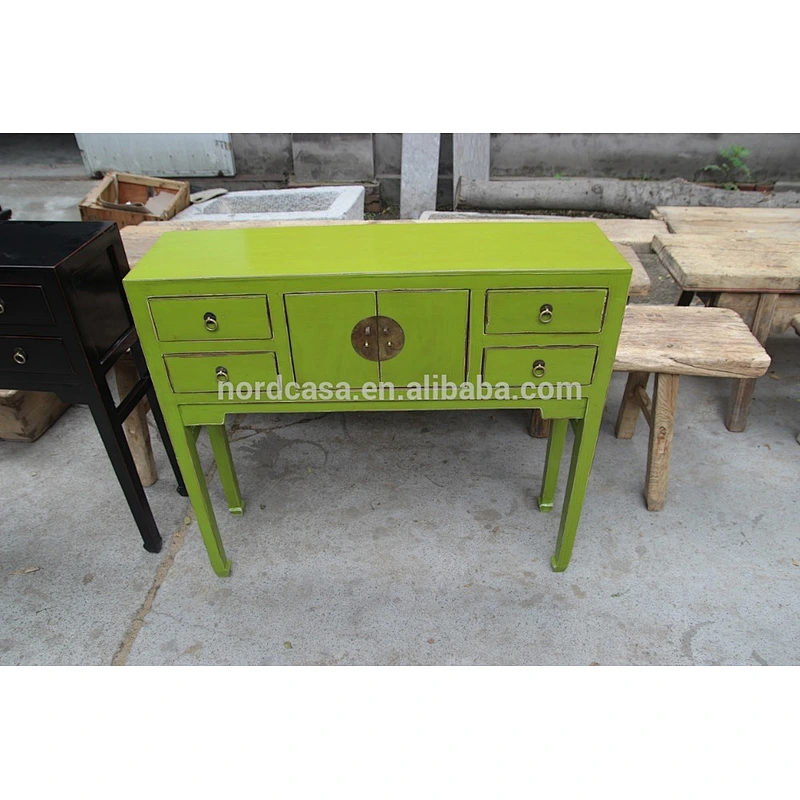 Hotel Red Chinese Console Table Hand Painted Drawer Console Antique Red Wooden Table