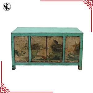 chinese antique solid wood pine painted furniture for stores