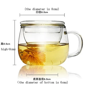 Crystal glass cup three-piece sets glass cup/glass lid/glass tea-strainer