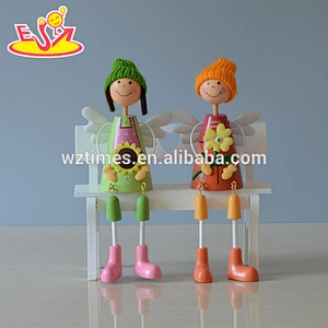 2018 New design wooden decoration doll mini wooden decoration doll lovely wooden decoration doll W02A141