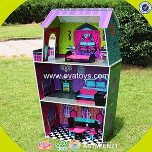 Best design big size wooden doll house for children W06A140