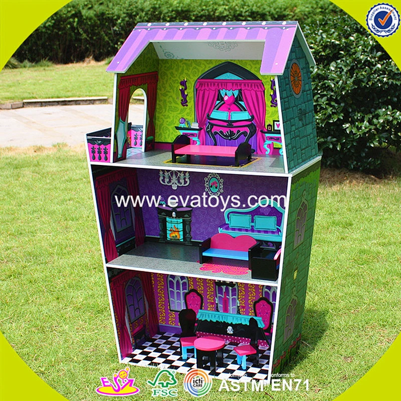 Best design big size wooden doll house for children W06A140