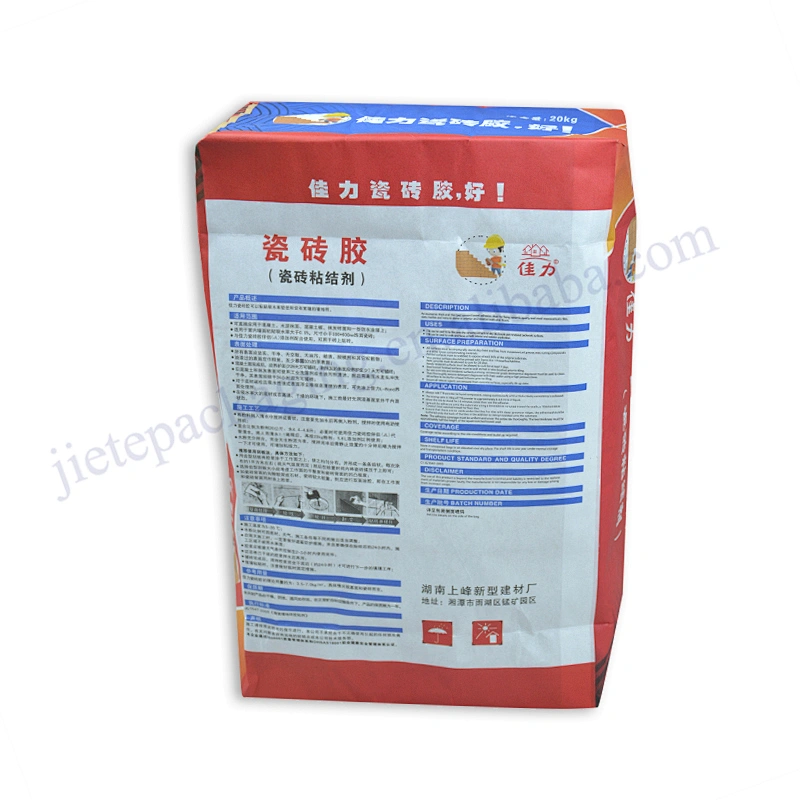 20kg kraft paper stand up cement valve bag for ceramic tile adhesive
