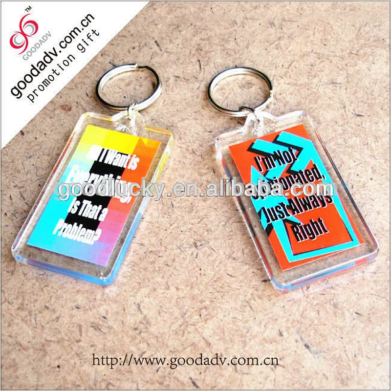Customized blank transparent can insert pictures blank acrylic key chains