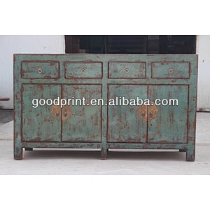 Wooden cabinet antique furniture 4 drawer 4 door cabinet