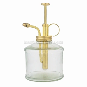 Clear Glass Bottle & Brass Sprayer, Pink Glass Bottle & Antique Copper Color Brass Sprayer
