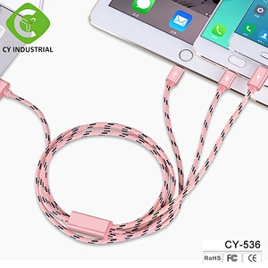 Nylon usb cable type c 3 in 1 USB cable charger ,data charging cable cord for mobile phones