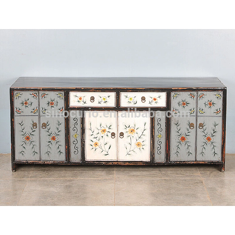 wholesale furniture china Chinese antique furniture painted tv cabinet & stand for living room
