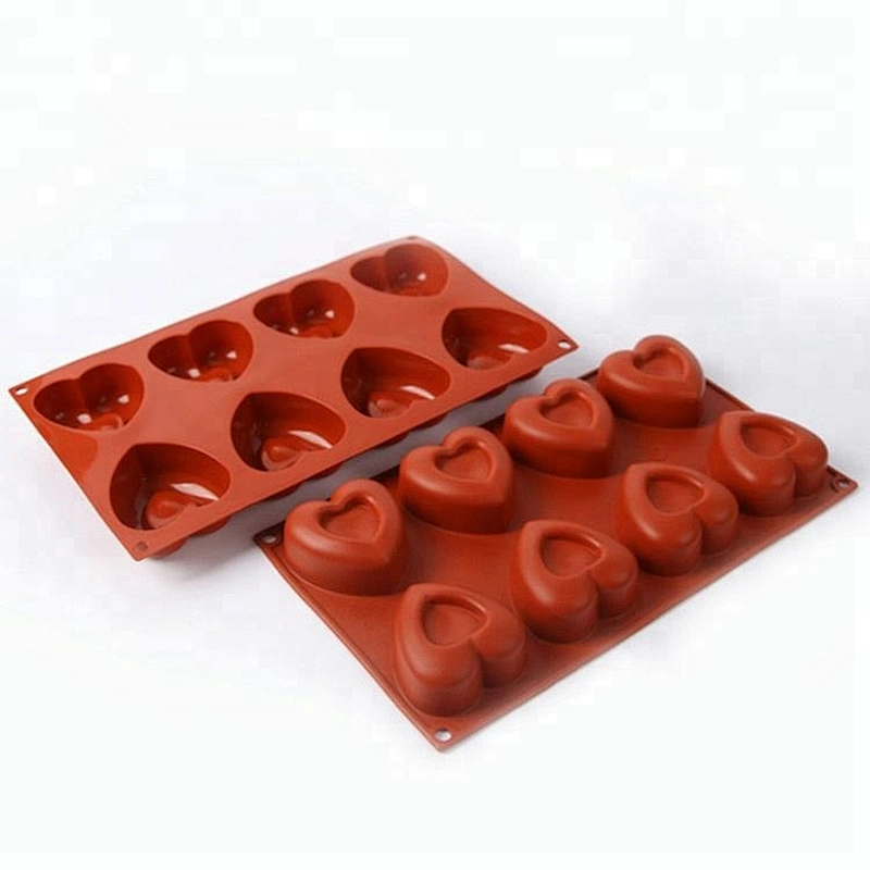 8Cavities Love Heart-shaped Cake Baking Mold silicone Soap molds Handmade Ice mould