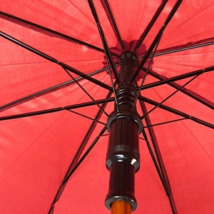 2018夏のファッション高品質のカスタムデザイン熱い販売木製ポンジガラス繊維ストレート傘