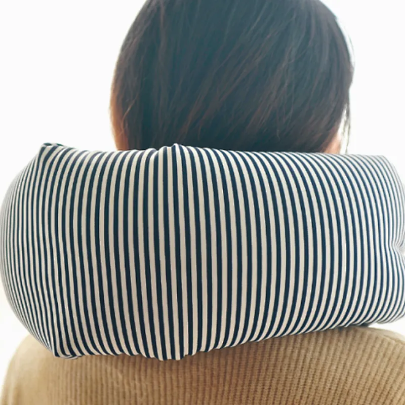 wholesale in stock neck pillow healthy stripe pattern travel pillow with high quality for car