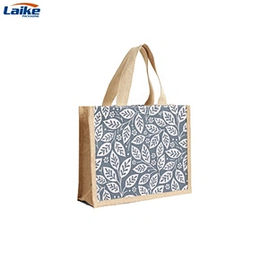 Jute tote recyclable shopping bags burlap  bags custom logo design handbags