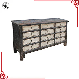 chinese antique reproduction solid wood drawer storage cabinet sideboard furniture