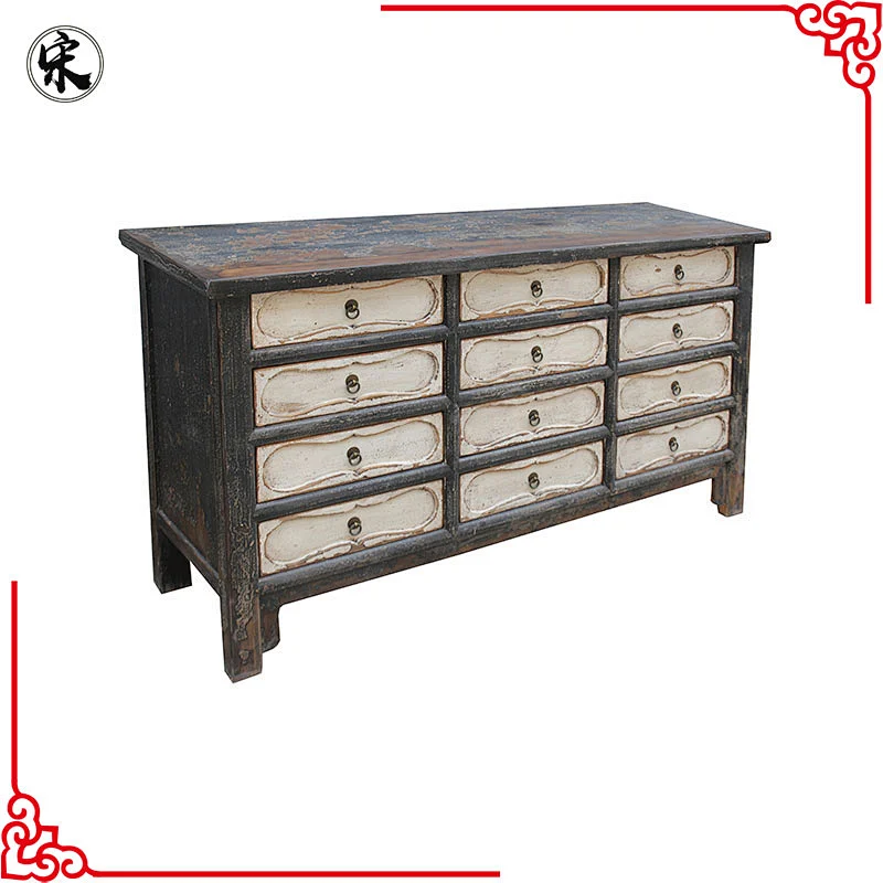 chinese antique reproduction solid wood drawer storage cabinet sideboard furniture