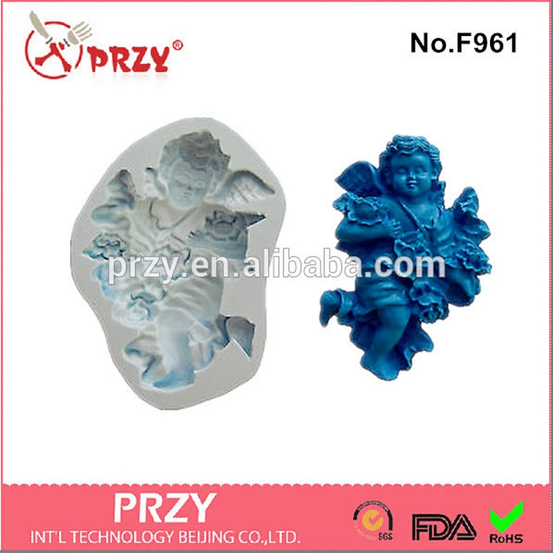 F961 cake decorating angel silicone fondant wholesale 100% food grade silicone molds