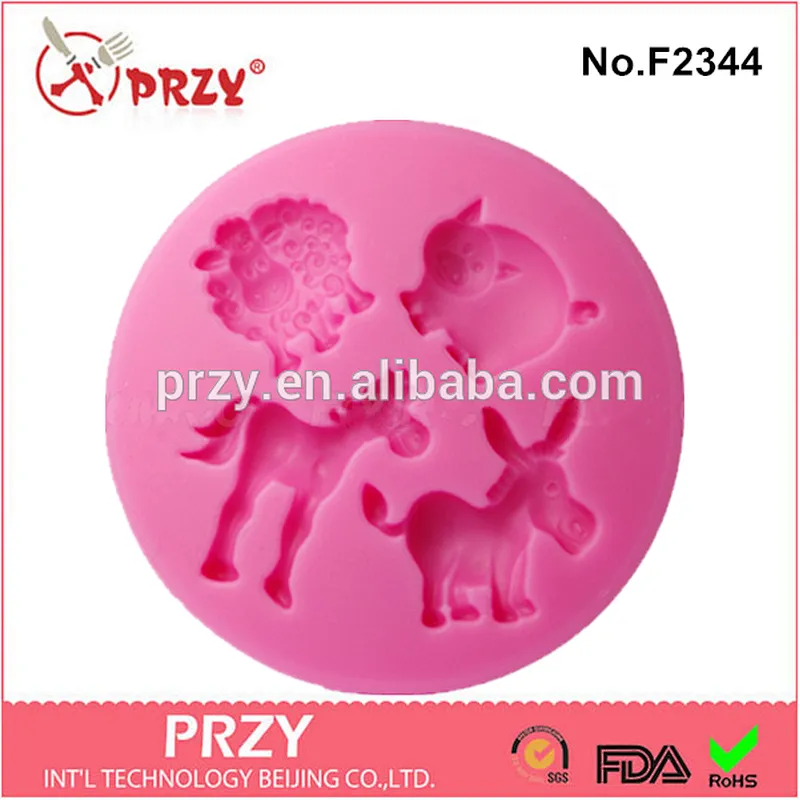 2015 f2344 cupcake silicone fondant Animal shape mold