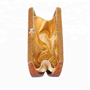 100% handmade orange shape rhinestone purse crystal clutch bag for women