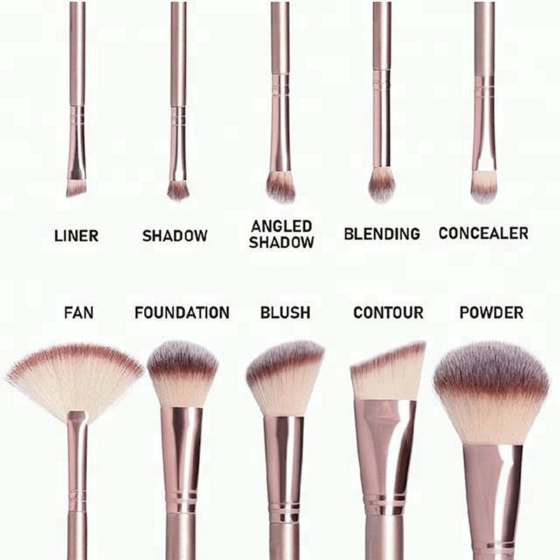 Private Label 10pcs Makeup Brush Set With Makeup Sponge Brush Cleaning Pad