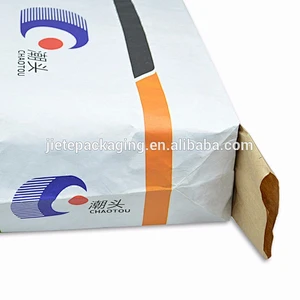 stand up 10kgs cement bag on valve made of white and brown kraft paper