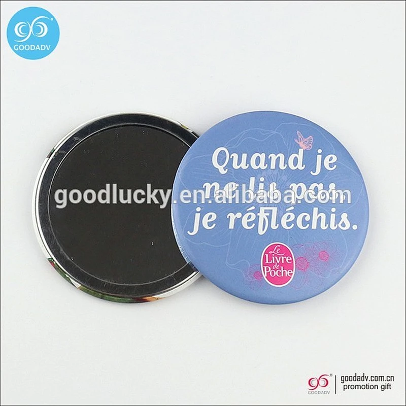 Guangzhou supplier tinplate round glass mirror