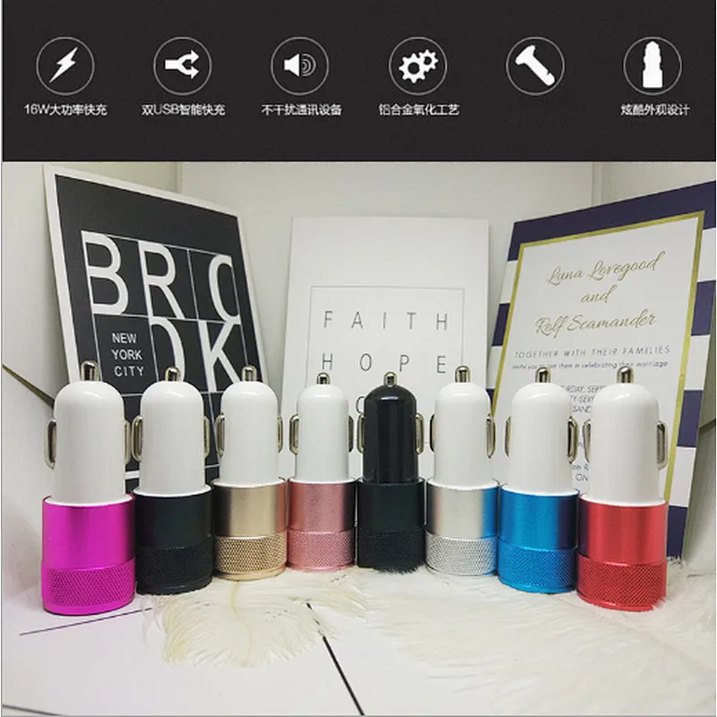 Wholesale Promotional Dual Usb Car Charger Custom Car Adapter Cell Phone Accessories Car Kit