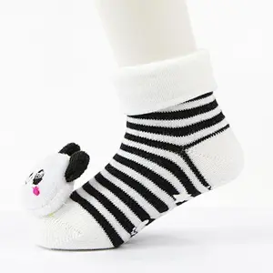 Oem Custom 3d cartoon pattern newborn cotton ankle socks non slip infant rubber sole toddler Socks baby cute kids