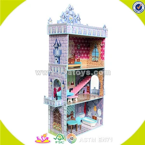 wholesale beautiful play wooden princess doll house for girls W06A102