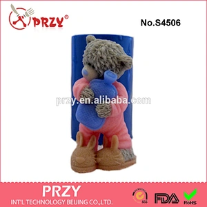 S4506 Teddy Bear silicone mold for soap candles making, silicone bear soap mold,animal mold for soap