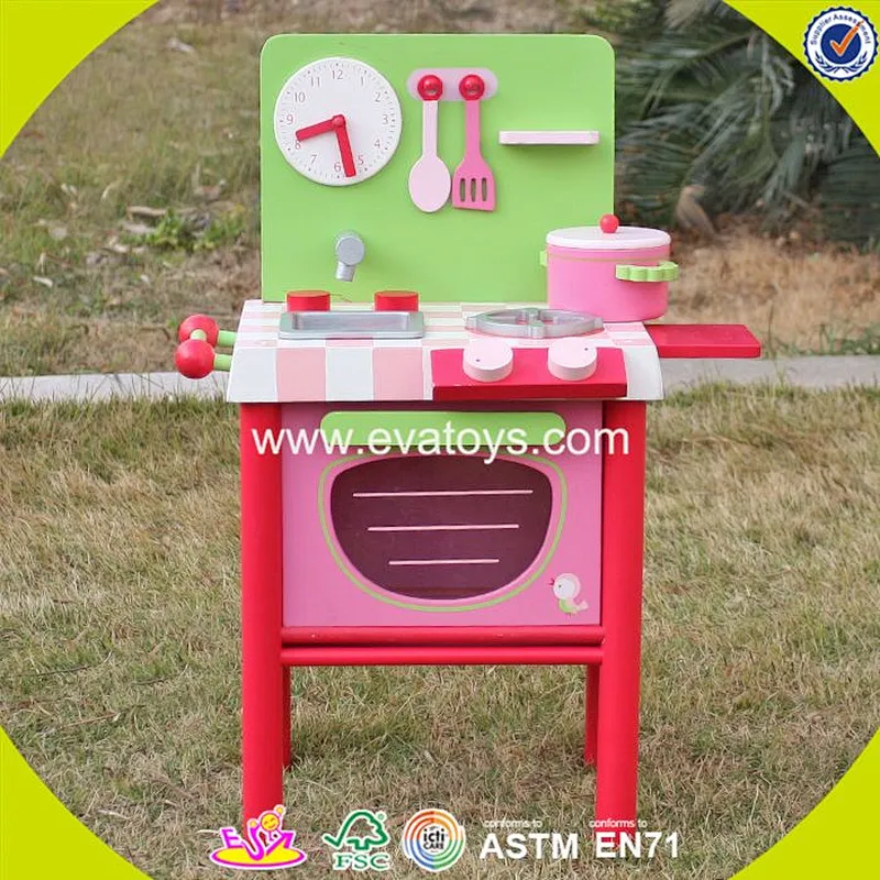 New design mini pink wooden small toy kitchen for girls pretend play W10C269