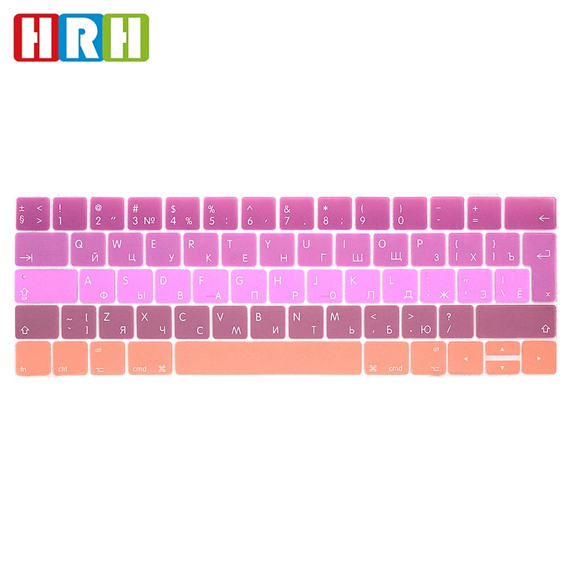 Silicone Rainbow Keyboard Cover for macbook russian keyboard skin For macbook touch bar a1706 keyboard