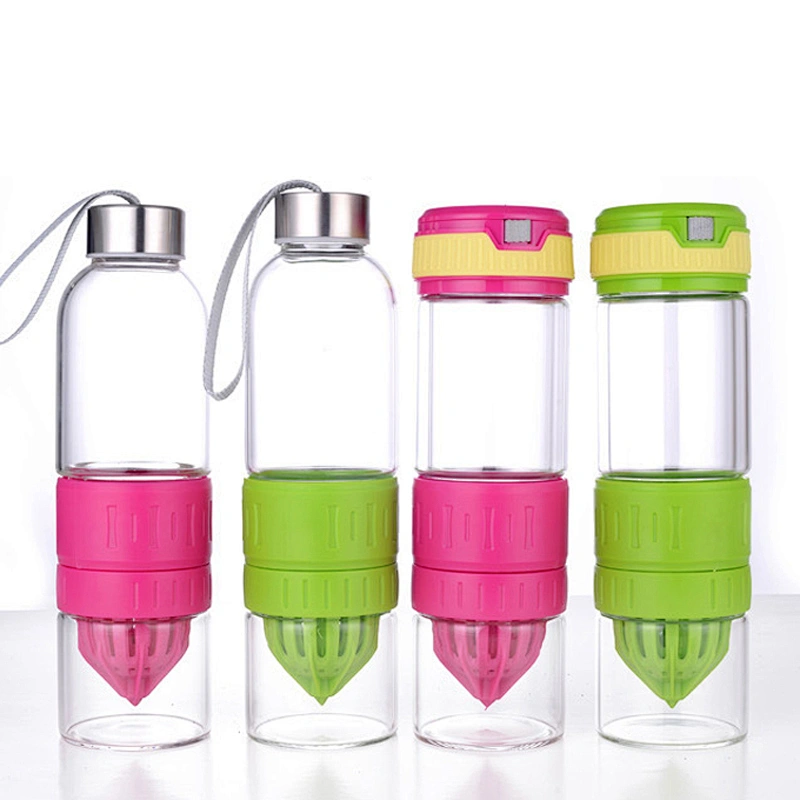 2019 Hot Sale in-stock Double Wall Glass Bottle High Borosilicate Juice Bottle Customized Logo Glass Tea Bottle