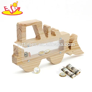 New fashion truck shape wooden money gift box for kids W02A282