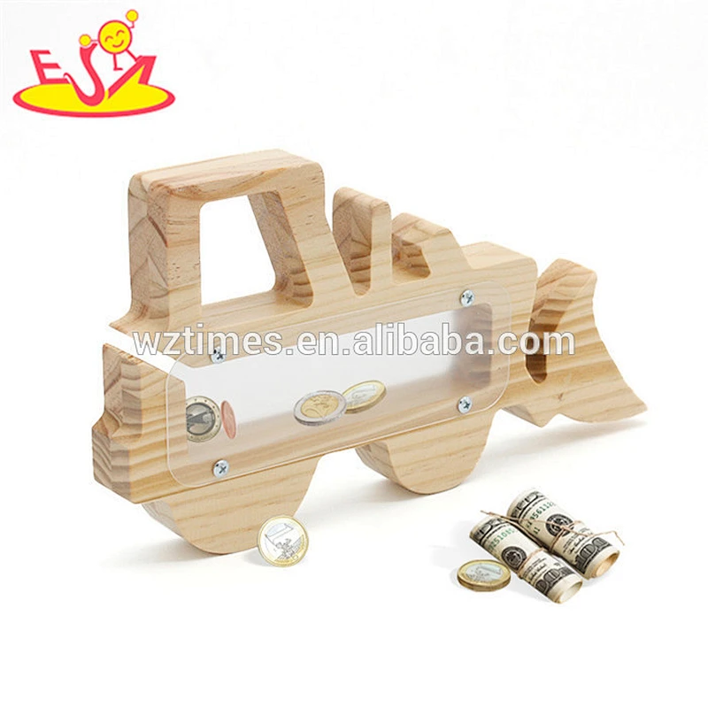 New fashion truck shape wooden money gift box for kids W02A282