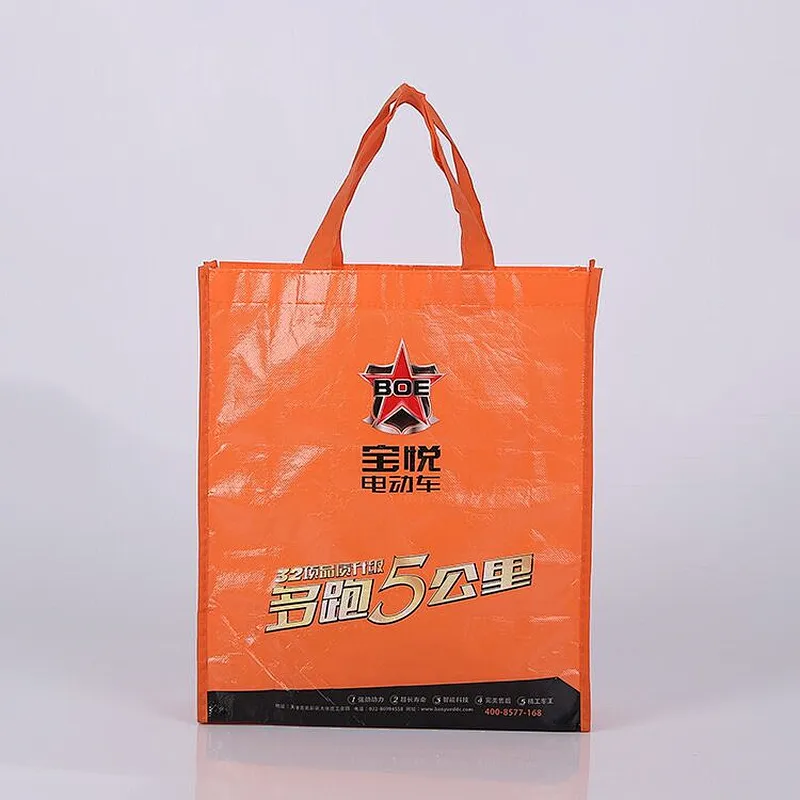 Custom wholesale orange color printing non-woven bag can stand for gift wrapping