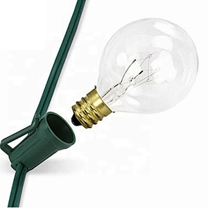 Christmas LED Light 25FT G40 Clear Globe Bulb Green Wire E12 C7 String Light