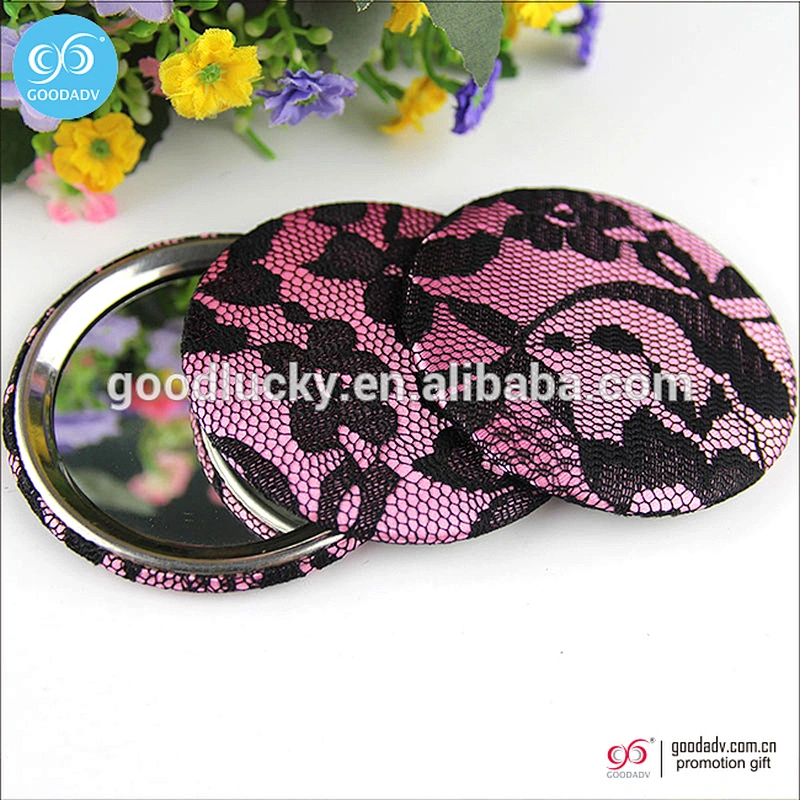 Cheap fashion design attached mirror decorative hand mirror tinplate mini round mirror