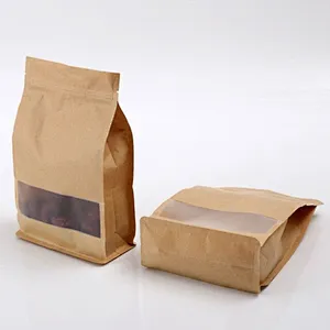 High quility gusset PE coated kraft paper bag for rice packaging with window