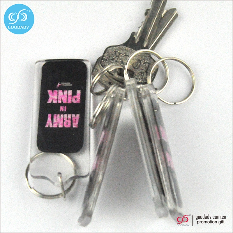 Guangzhou custom acrylic key charm clear plastic key holder printed acrylic keychain