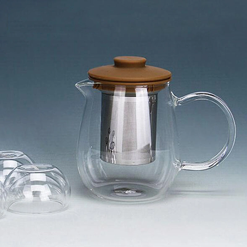 Factory Supply in-stock Water Pot with Lid Handmade Borosilicate Glass Tea Pot 600ml Heat-resistant Glass Tea Pot