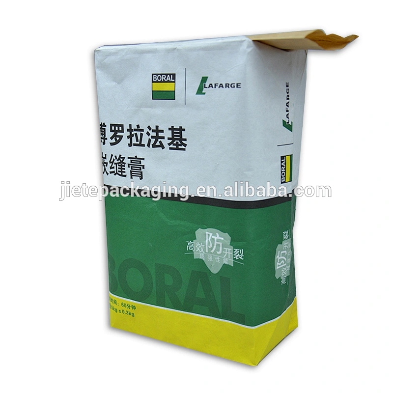 Printed kraft paper valve bag for packing putty, glue, mortar, plaster 5kg