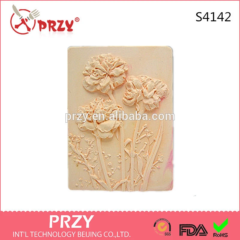 S4142 PRZY 2D Silicone Soap Mold, Carnation Garden Silicone Rubber Mold ,Silicone Candle mold