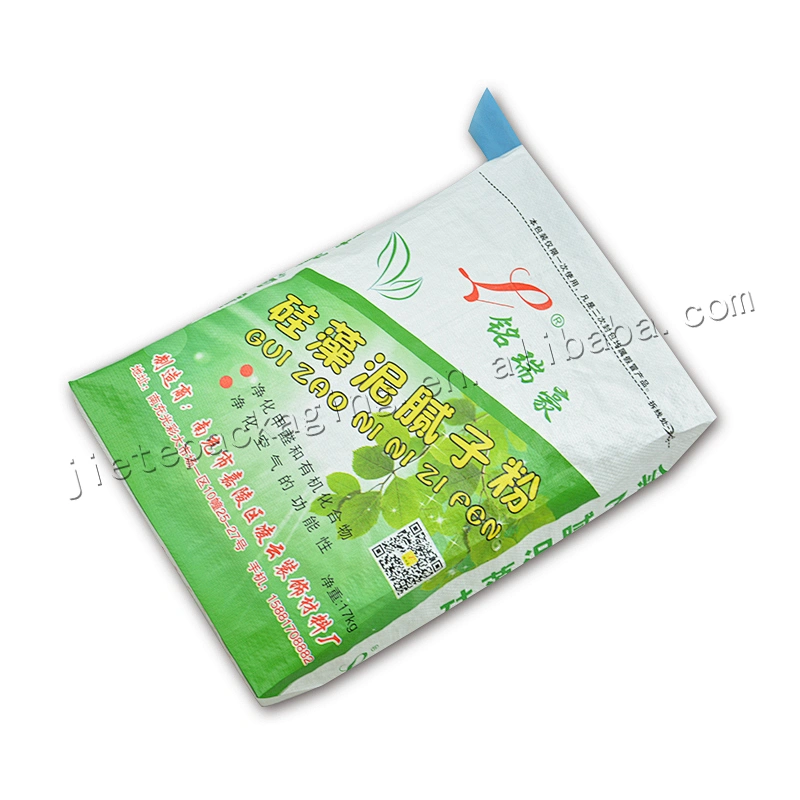 17kg stand up pp woven cement packaging bag for diatom ooze,tiel adhesive,wall putty powder