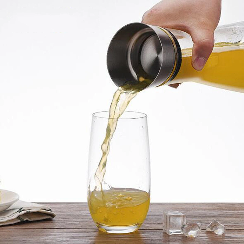 Height heat-resistant borosilicate glass bottle+304 stainless steel lid+food grade silica gel