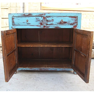 Chinese Antique Shanxi Old Pine for kitchen Sideboard reclaimed wood blue color two door two drawer chinese antique sideboard