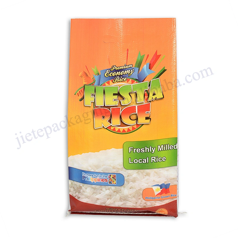 China supplier customized 10kg plastic rice packing bag with D handle