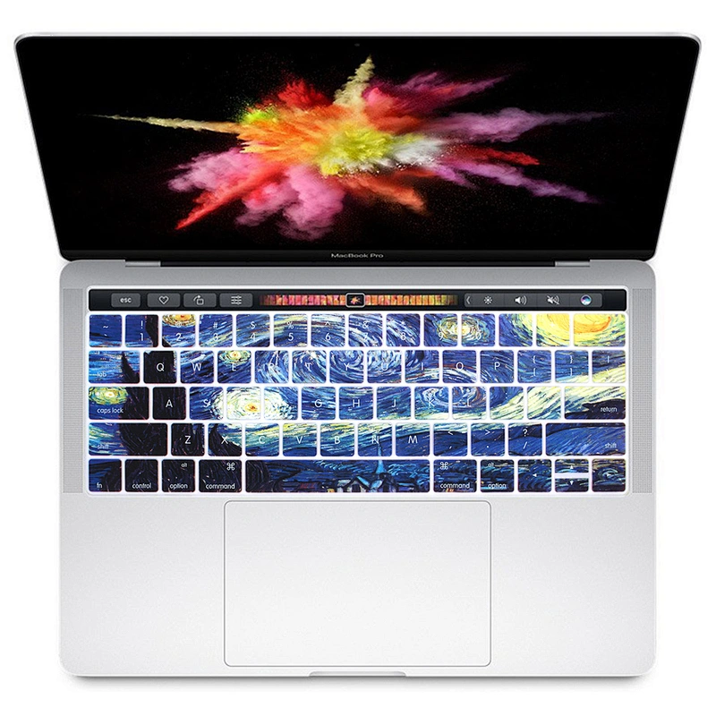 Oil Painting starry night custom Silicone English Laptop Keyboard Covers antidust keyboard skin for mac laptop Pro 13 Touch Bar