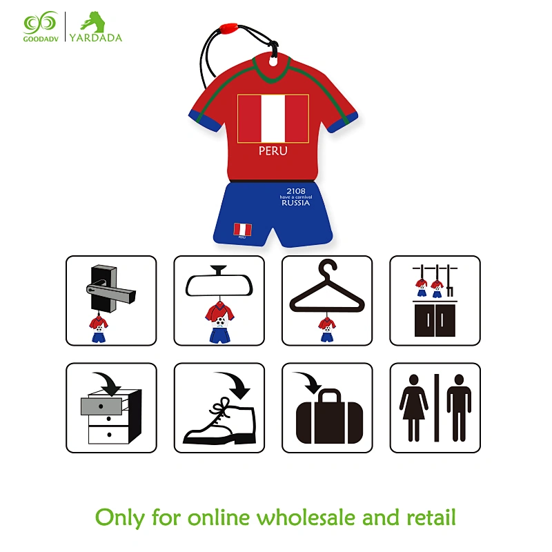 Peru hot sale air freshener, New World Cup shirt shape, a variety of flavors,welcome to order