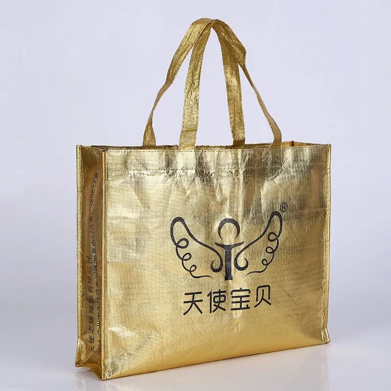Custom gold belt with a non-woven shopping bag